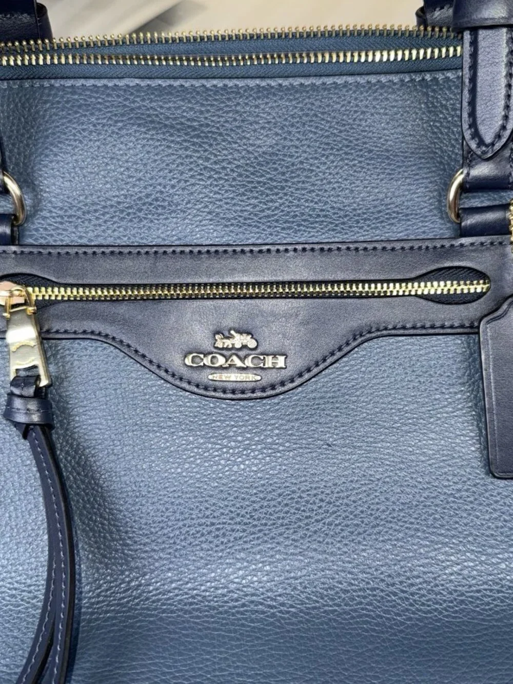 COACH Kleo Carryall C5689 Denim Blue Leather Suede Large Bag *NO Shoulder Strap - Picture 5 of 16